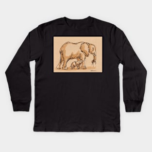 Mama's Boy:  Elephant Watercolor Painting #20 Kids Long Sleeve T-Shirt